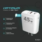 ADAPTADOR 220V OPTIMUM - 5A - 1USB + TIPO C - XAEA - Imagen 2