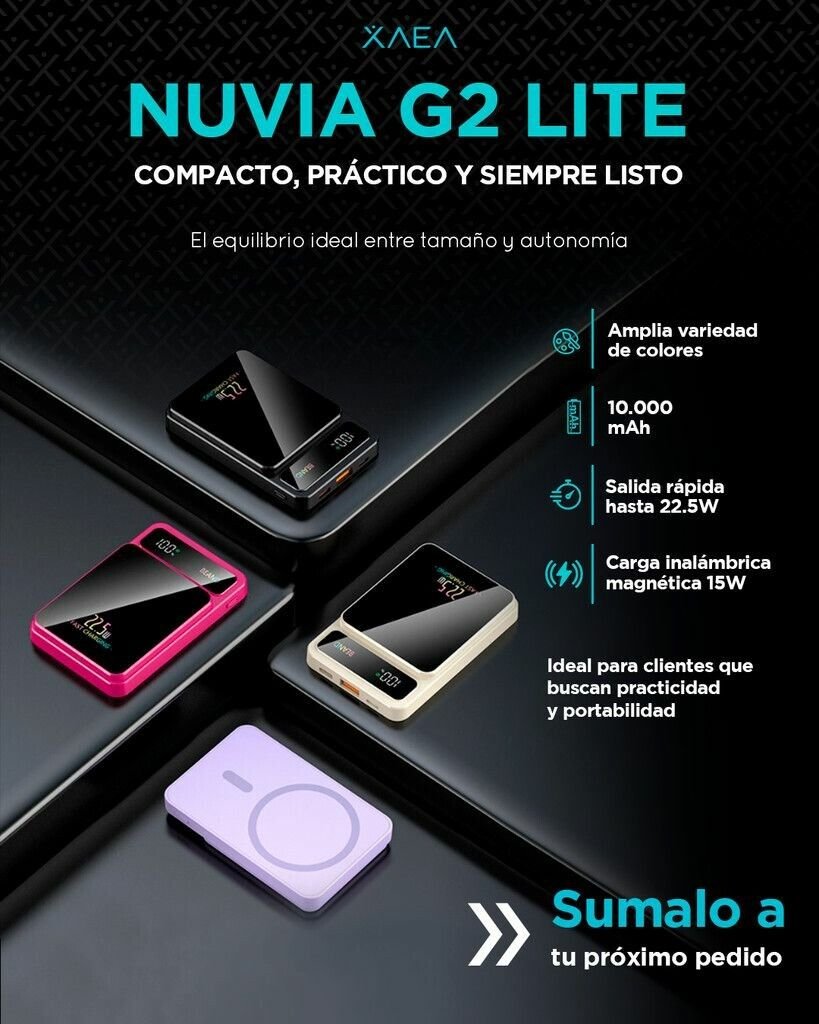 POWER BANK NUVIA G2 LITE 10000 MAH- XAEA POWER BANK NUVIA G2 LITE 10000 MAH- XAEA - Imagen 1