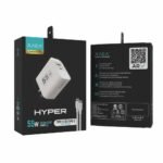 CARGADOR 220V HYPER - 5,4A - PUERTOS USB-TC + CABLE C-C - XAEA
