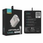 CARGADOR 220V OPTIMUM - 5A - PUERTOS USB-C + CABLE C-C - XAEA